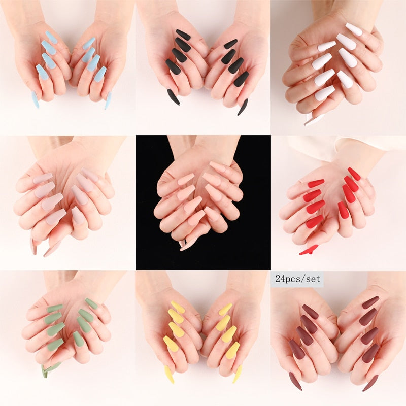 White Red Blue Fake Nail Extension