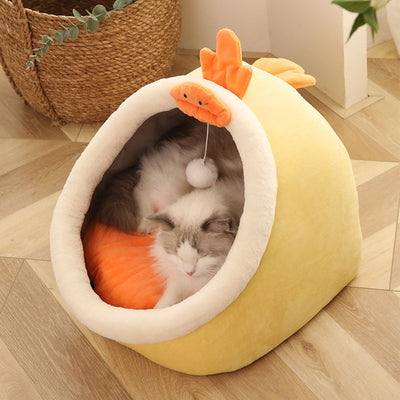 Cat Bed House Kennel Nest Round Pets Sleeping Cave Kitten Beds Pet Basket Cozy Kitten Lounger Cushion Cat House Tent Dog House