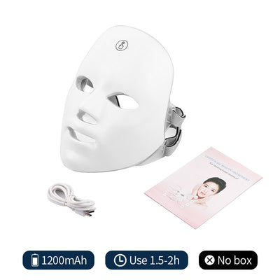 USB Charge 7Colors LED Facial Mask Photon Therapy Skin Rejuvenation Anti Acne Wrinkle Removal Skin Care Mask Skin Brightening