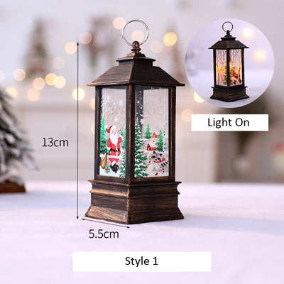 Santa Claus Snowman Lantern Light