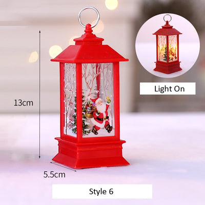 Santa Claus Snowman Lantern Light