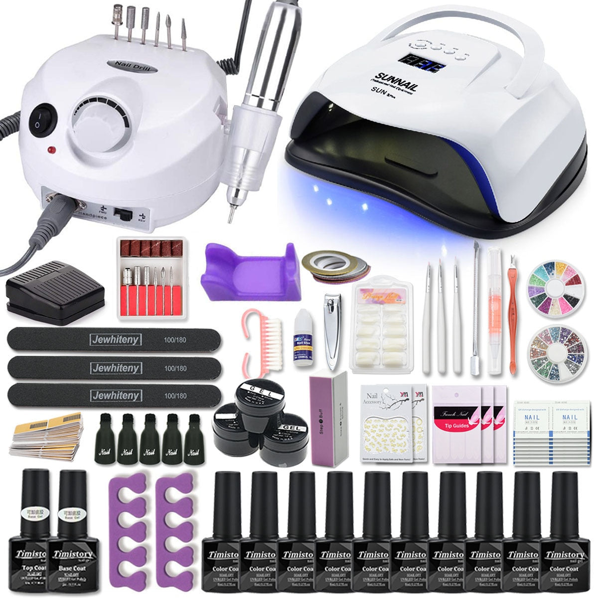 Manicure Set Acrylic Nail Kit With 120/80/54W Nail Lamp