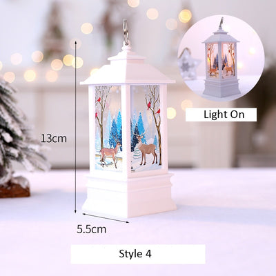 Santa Claus Snowman Lantern Light