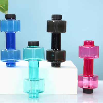 4 Colors Dumbbell Cup Sports Water Bottles 550ml  Leakproof Portable Plastic Bottle Home Gym Fitness Dumbbell Unisex