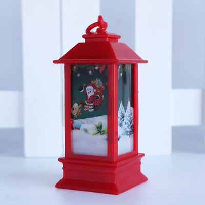 Santa Claus Snowman Lantern Light