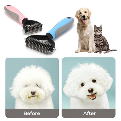 Dog Brush Pets Fur Knot Cutte Cat Hair Removal Comb for Dogs Cat Double Sided Dematting Brush Grooming Tool Pet Accessories