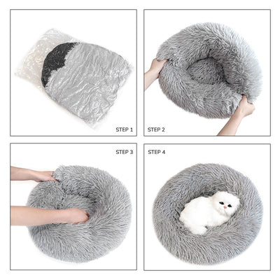 Super Soft Cat Bed Comfortable Donut Round Dog Kennel Ultra Soft Non-Slip Winter Warm Dog Kennel Pet Cat Cushion Bed Winter Warm