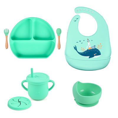 Baby Silicone Bib plus tableware set