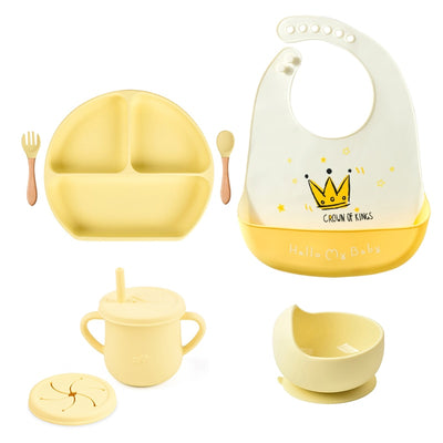 Baby Silicone Bib plus tableware set