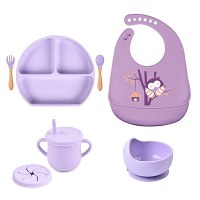 Baby Silicone Bib plus tableware set