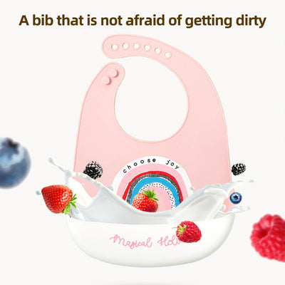 Baby Silicone Bib plus tableware set