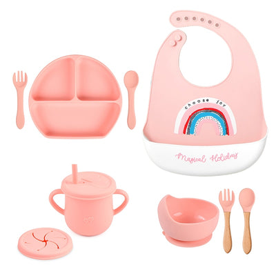 Baby Silicone Bib plus tableware set