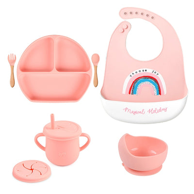 Baby Silicone Bib plus tableware set