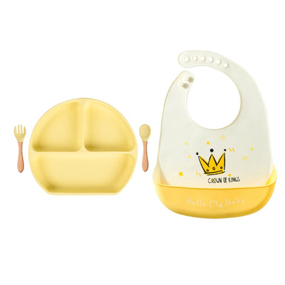 Baby Silicone Bib plus tableware set