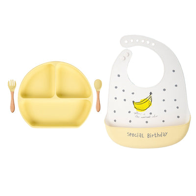 Baby Silicone Bib plus tableware set