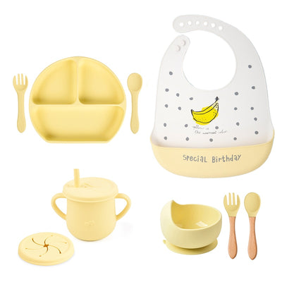 Baby Silicone Bib plus tableware set