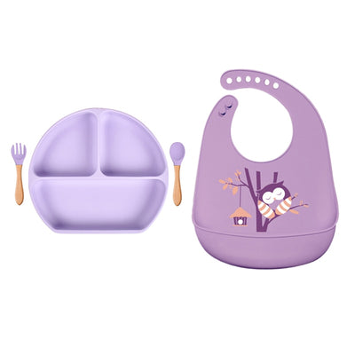 Baby Silicone Bib plus tableware set